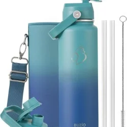 Buzio Duet Series Water Bottle with 2 Lids and Sleeve 700ML - Gradient Cyan